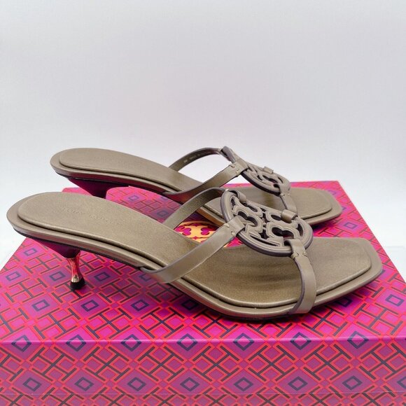 Tory Burch Miller Bombé 55mm Low Heel Sandal Toasted Sesame Brown Leather US 9 - Picture 6 of 13